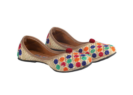 Tiny Bugs Girls Ethnic Floral Embroidered Juttis - Multi Grab2Buy Tiny Bugs Grab2Buy