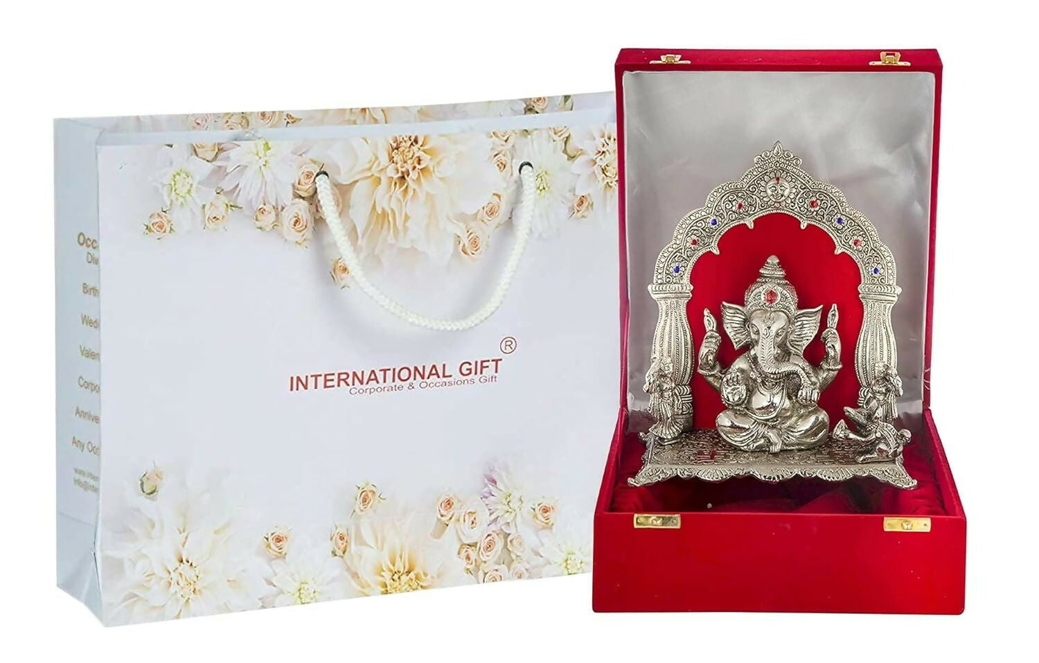 International Gift Silver-Plated Oxidized Finish Ganesha Idol - Grab2buy