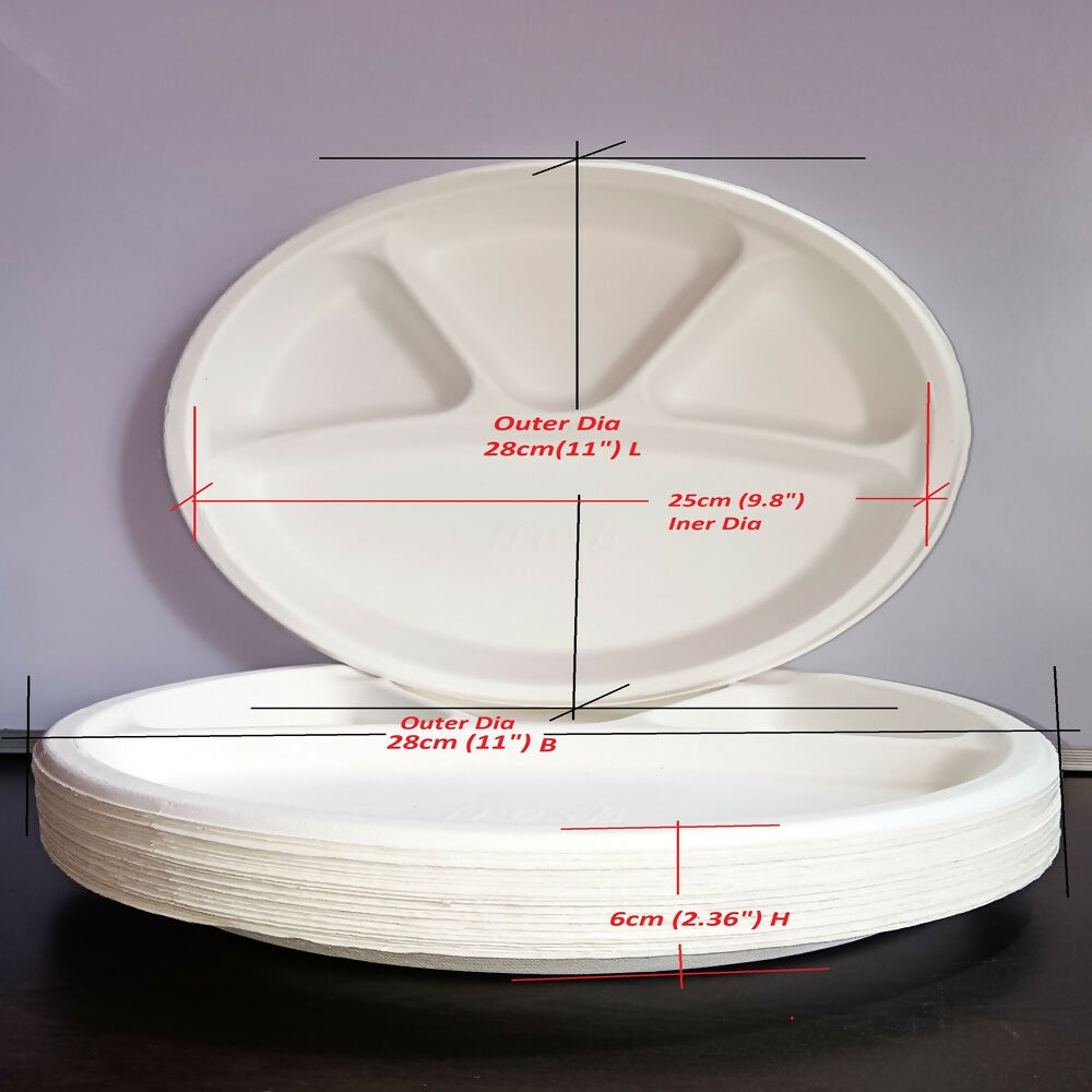 Disposable 4 compartment Plates - Grab2buy
