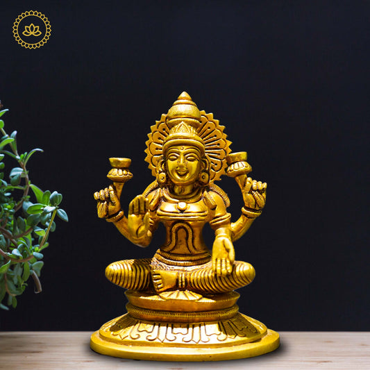 Brass Lakshmi Sitting - Goddess of Prosperity and Abundance - Grab2buy
