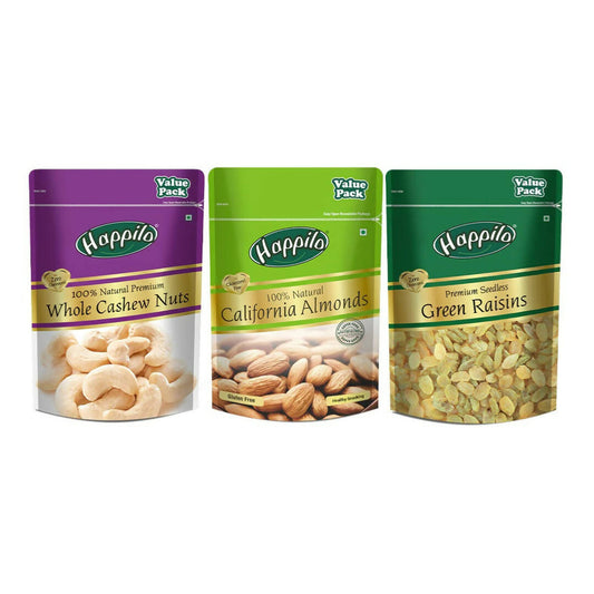 Grab2Buy Premium Nuts & Dryfruit Combo (Almond, Cashews & Green Raisin) Grab2Buy Happilo Grab2Buy
