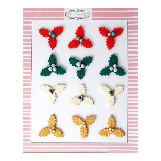 Confect Assorted Holly | Edible Christmas Topper