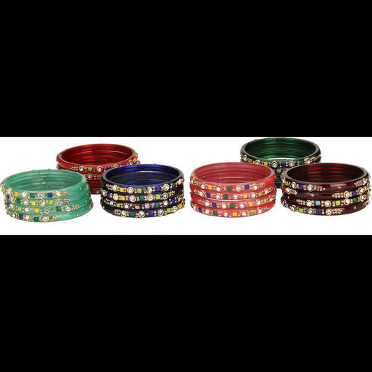 Afast Bridal Wedding & Party Fashionable Colorful Glass Bangle/Kada Set, Pack Of 24 - Grab2buy