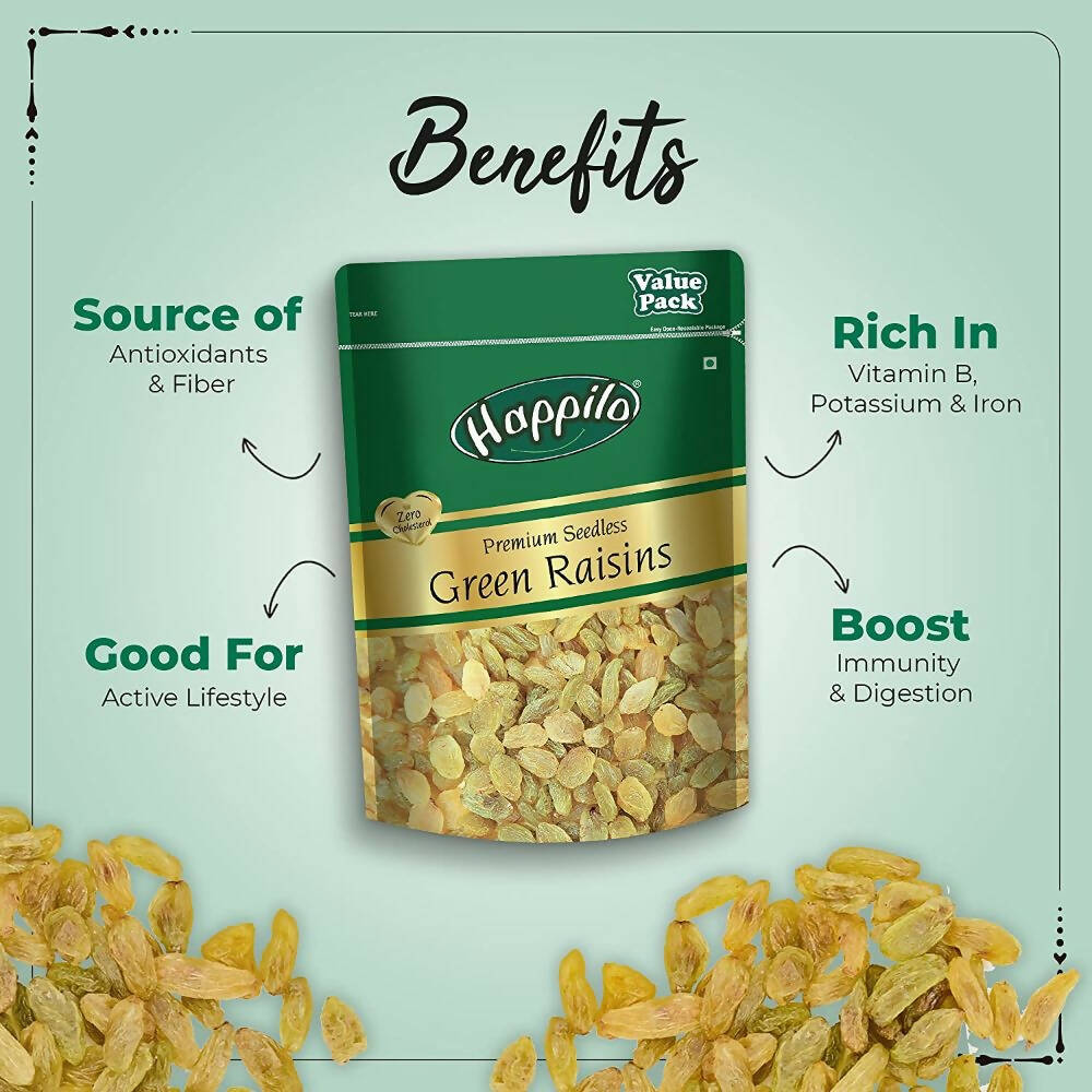 Happilo Premium Super Value Combo (Californian Almonds, Whole Cashews, Pistachios, Seedless Green Raisins) - Grab2buy