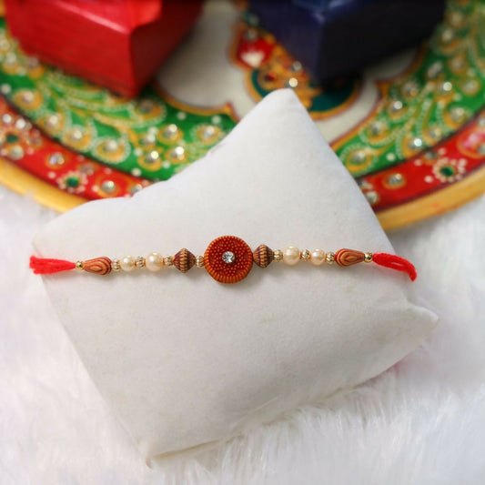 Indianvibez Simple Beads With Stone Rakhi | Grab2Buy