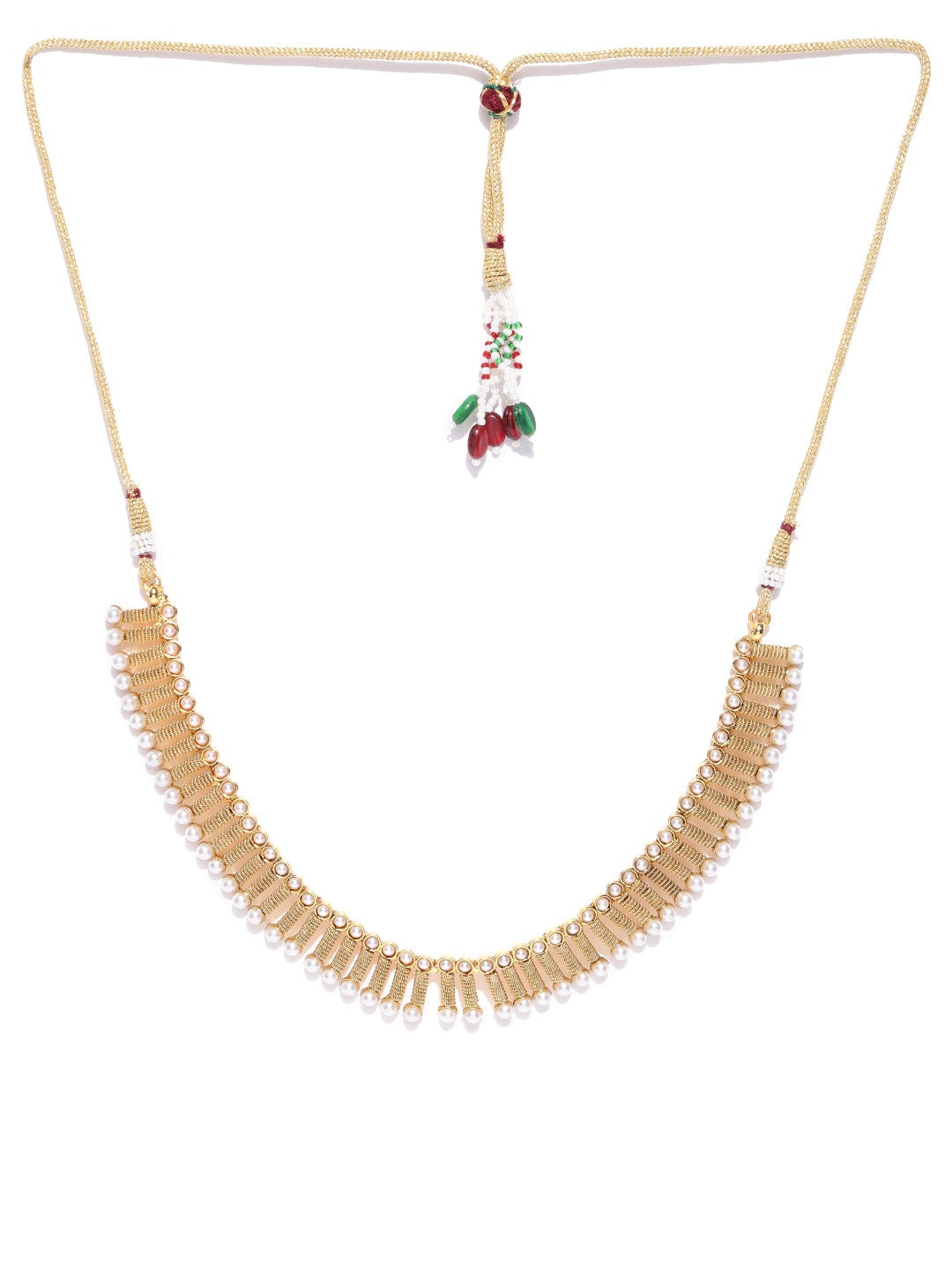 Priyaasi Women 2 Gold-Plated Pearls Necklaces With Jhumki & Maangtika - Grab2buy