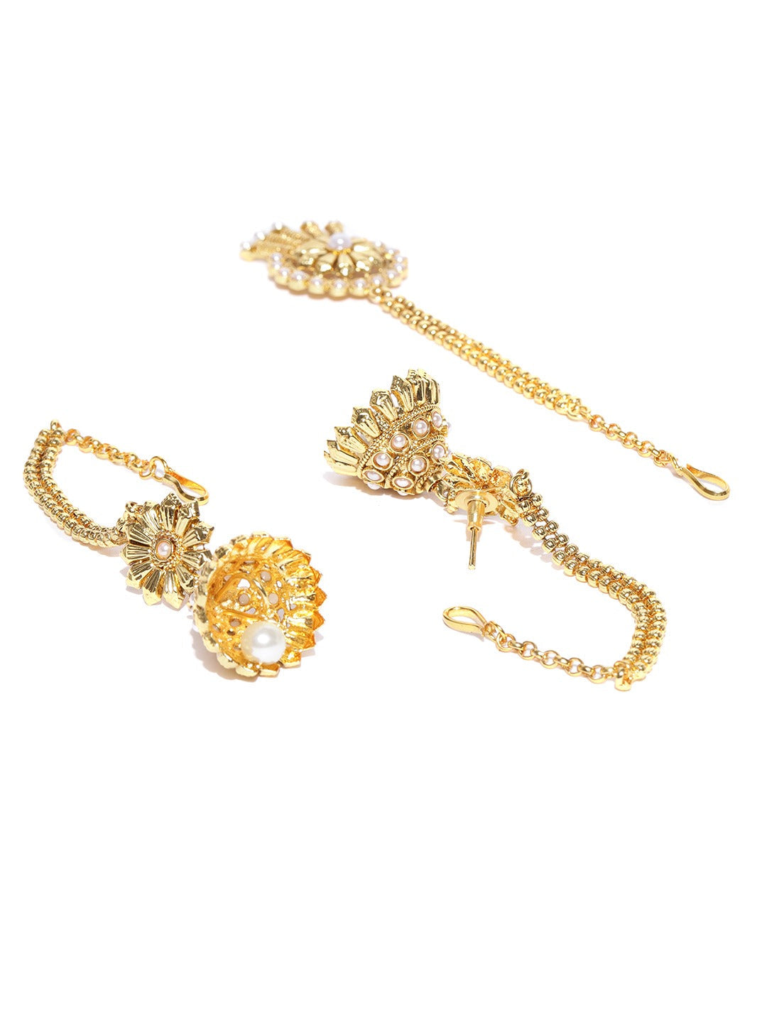 Priyaasi Women 2 Gold-Plated Pearls Necklaces With Jhumki & Maangtika - Grab2buy