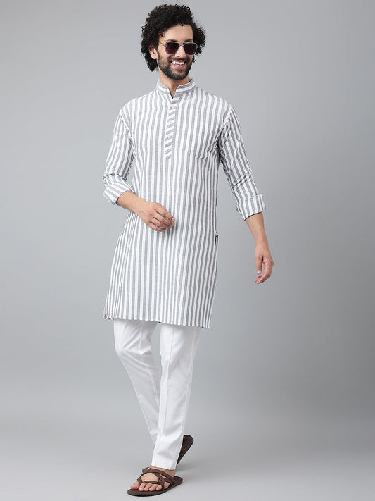 RIAG Grey Men's Ethnic Long Kurta And Pyjama Set