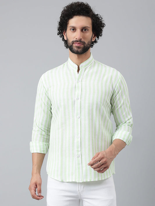 RIAG Green Men's Chinese Collar Full Sleeves Shirt