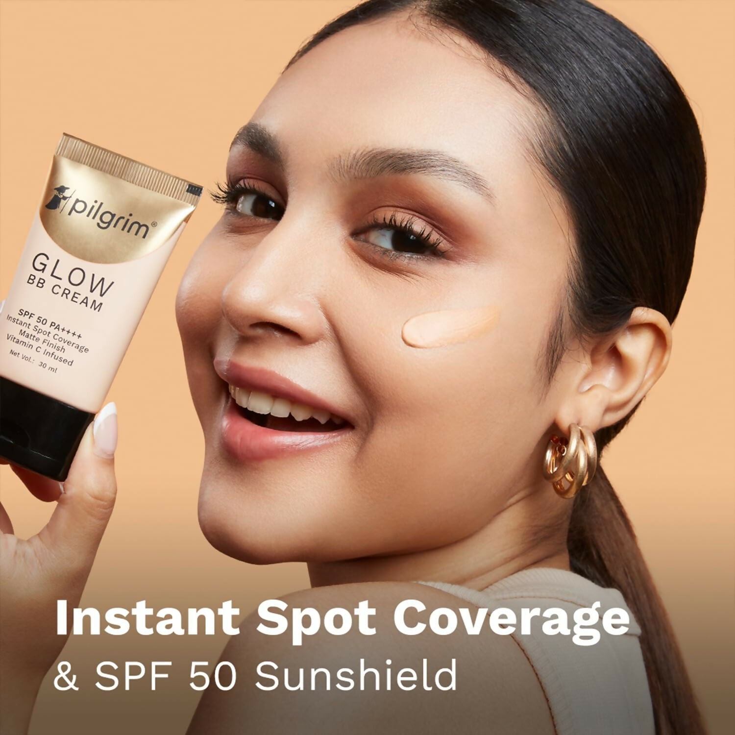 Pilgrim Glow BB Cream SPF 50 PA++++ Instant Spot Coverage Matte Finish Vitamin C Infused - Honey Glow - Grab2buy