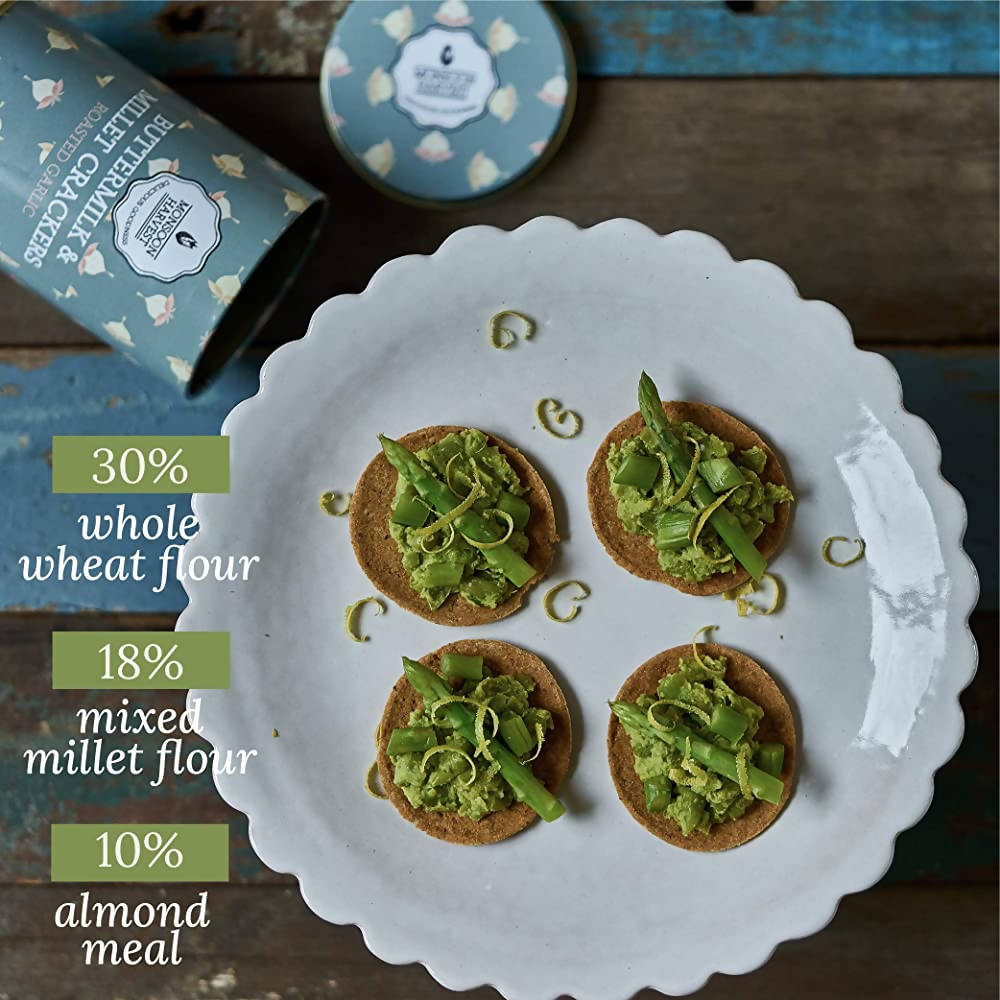Monsoon Harvest Buttermilk & Millet Crackers Roasted Garlic