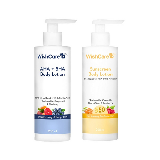 Wishcare Detan Combo Sunscreen SPF 50 Broad Spectrum & 10% AHA + 1% BHA Body Lotion Grab2Buy Wishcare Grab2Buy
