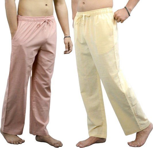 Fabmade Peach & Beige Combo Linen Pajama