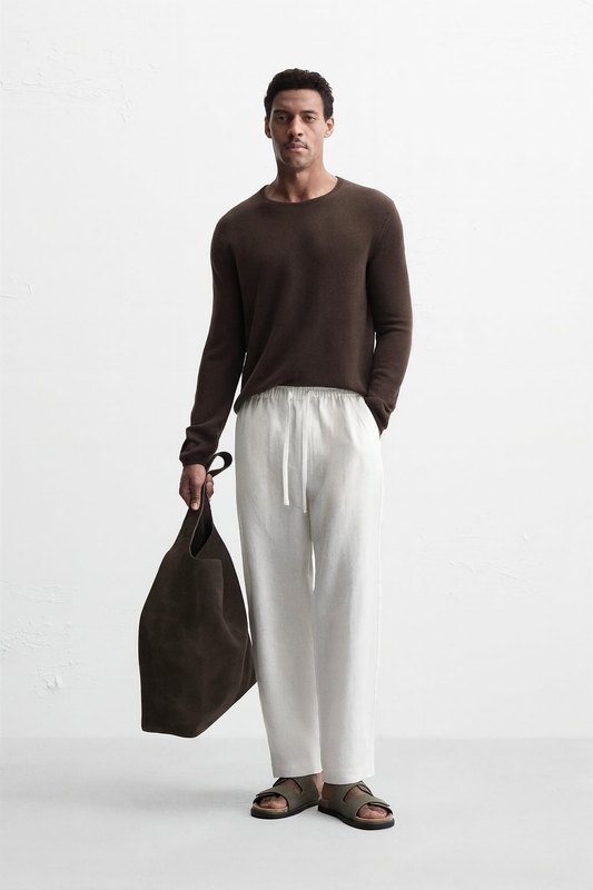 Fabmade Men’S White Loose Fit Cotton Pajama