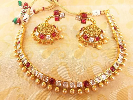 Red & White AD Necklace Set