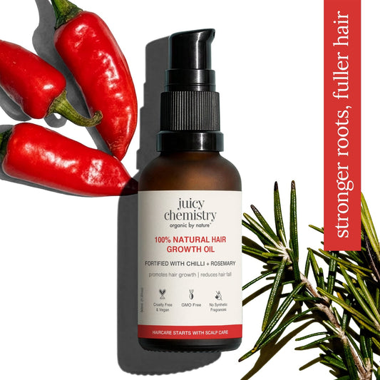 100% Natural Hair Growth Oil with Chilli + Rosemary