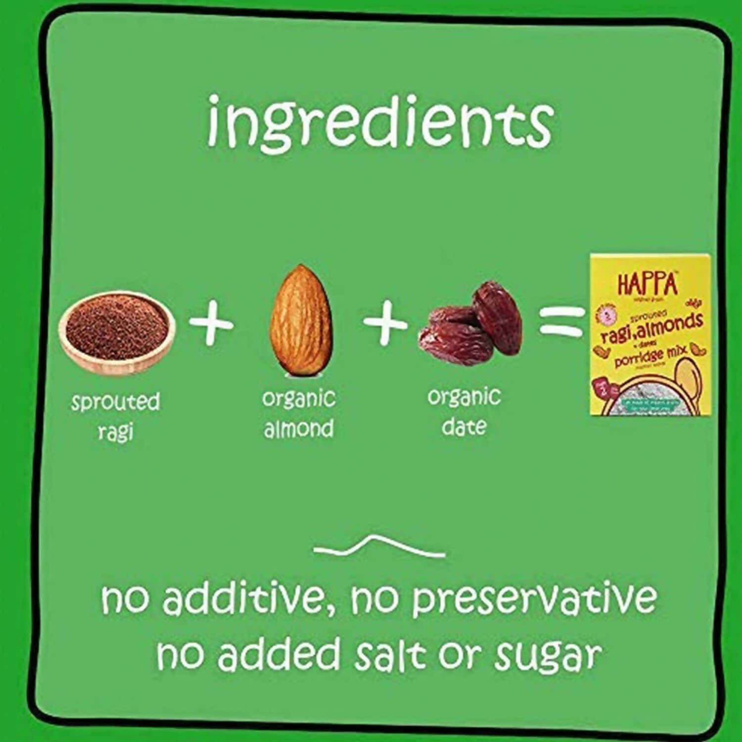 Happa Organic Baby Food Sprouted Ragi, Almonds + Dates Porridge Mix Combo - Grab2buy