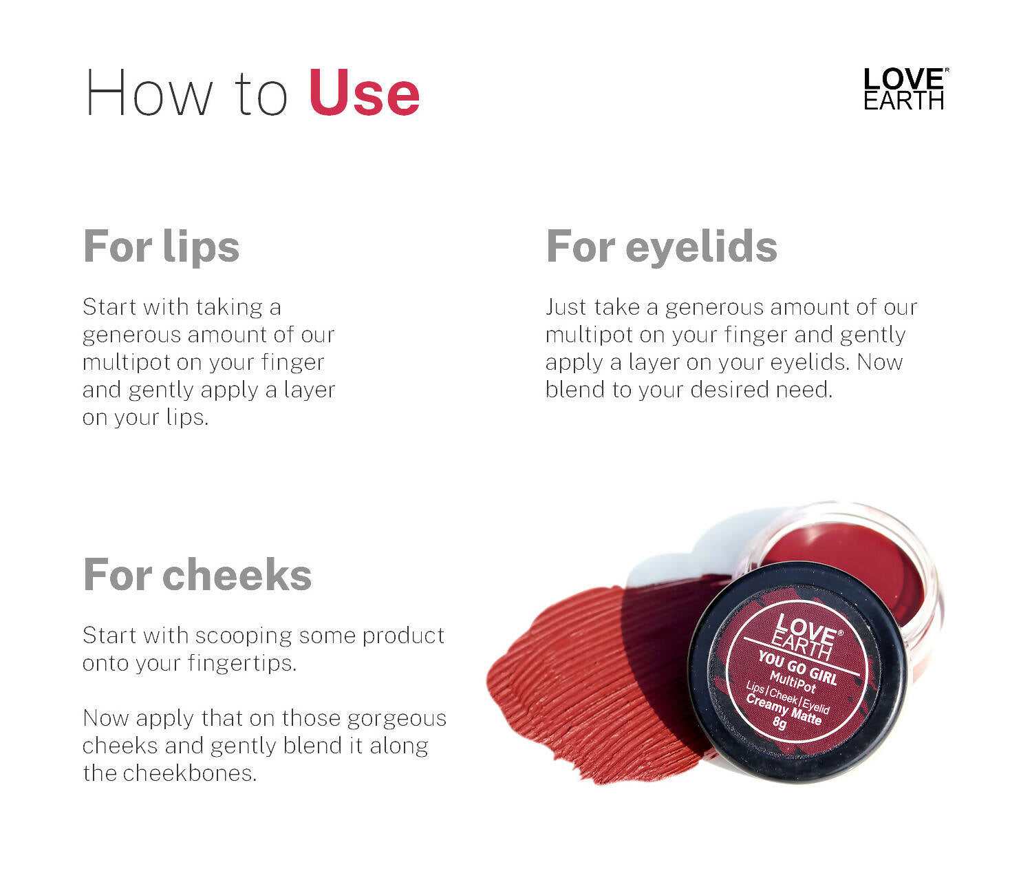Love Earth Lip Tint & Cheek Tint Multipot - You Go Girl - Distacart