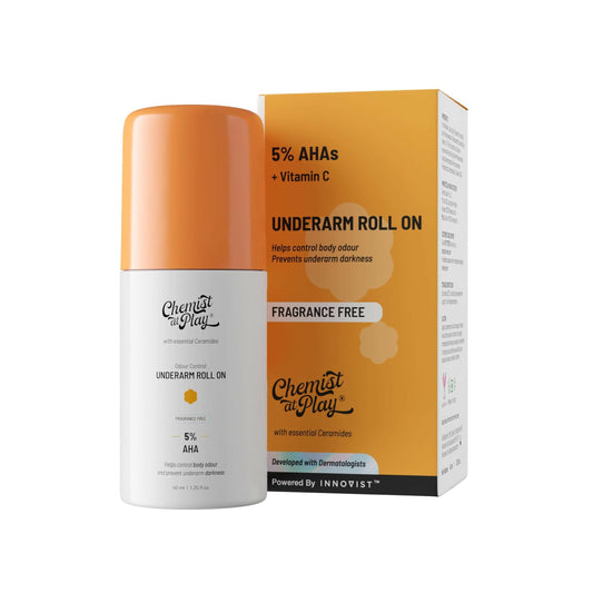 Chemist at Play UnderArm Roll On Fragrance Free, Prevents Body Odour, Brightens Skin & Exfoliates Underarm Grab2Buy Chemist At Play Grab2Buy
