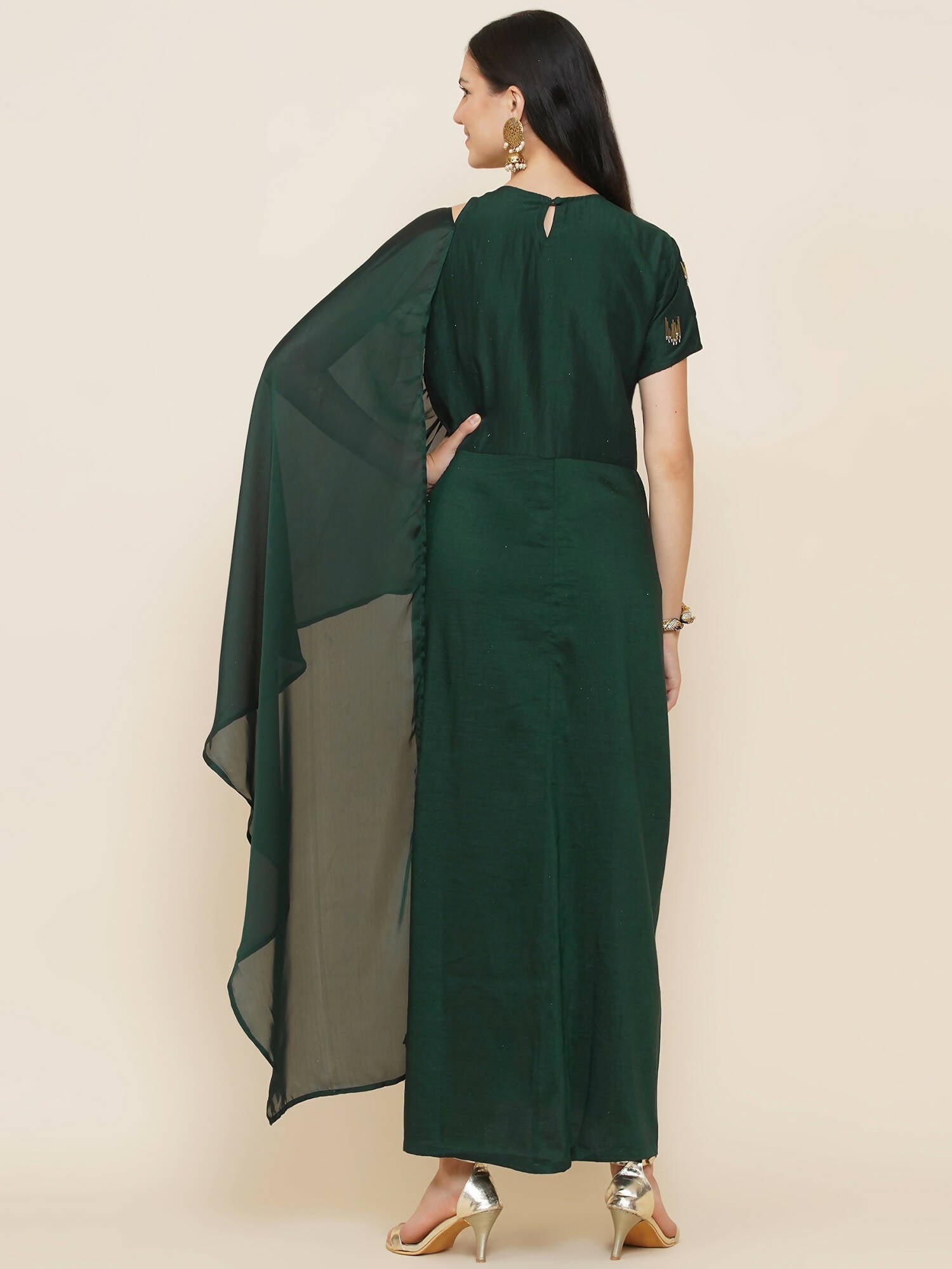 Women Republic Green Hand Embellished Gown - Grab2buy