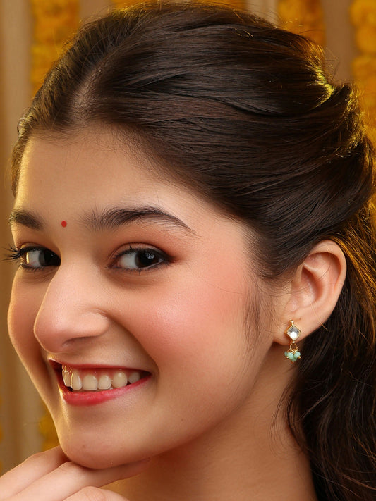 Ruby Raang Diamond Pearl Dangling Earrings