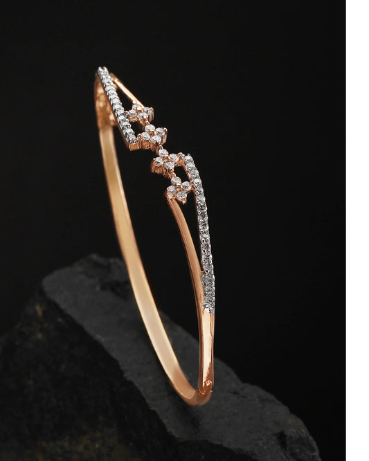Priyaasi Women Silver Plated Sparkling American Diamond Studded Party Wear Openable Bracelet