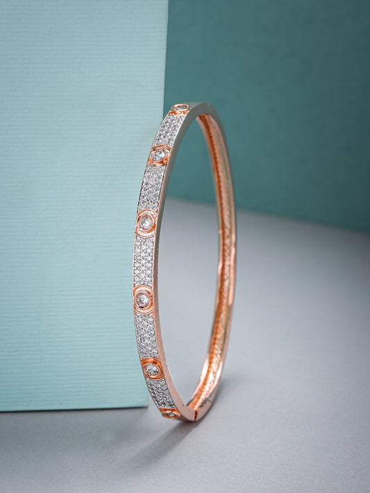 Priyaasi Women Rose Gold-Polished American Diamond Studded Bracelet | Grab2Buy