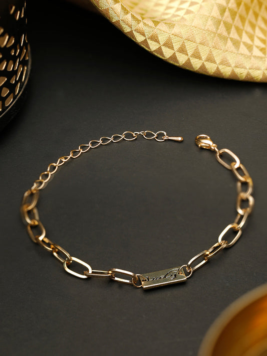 Priyaasi Women Contemparory Stones Rose Gold-Polished Link Bracelet | Grab2Buy