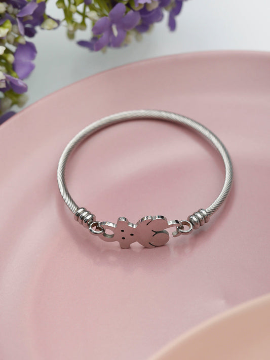 Priyaasi Women Silver Plated Teddy Bear Bangle-Style Bracelet | Grab2Buy