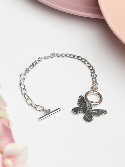 Priyaasi Women Contemparory Silver Plated Butterfly Link Bracelet | Grab2Buy