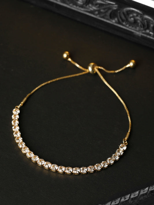Priyaasi Women American Diamond Gold-Polished Link Bracelet | Grab2Buy