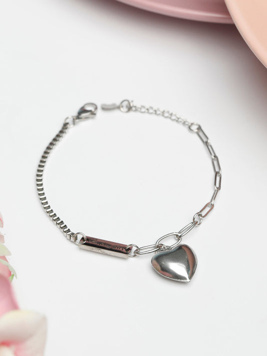 Priyaasi Women Charmer-Silver Plated Heart Link Bracelet | Grab2Buy