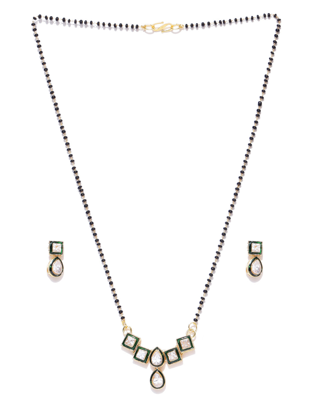 Priyaasi Gold Finish American Diamond Mangalsutra With Earrings Set For Women - Grab2buy