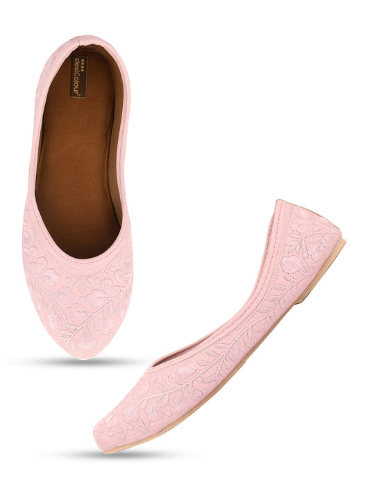 Desi Colour Women Indian Ethnic Footwear-Pink Heavy Work-LR