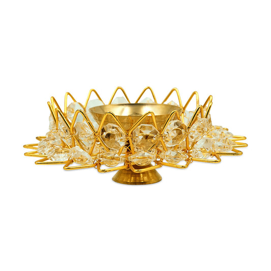 Shubhkart Nitya Brass Pukhraj Crystal Pyali Diya - Medium | Swadesiicart