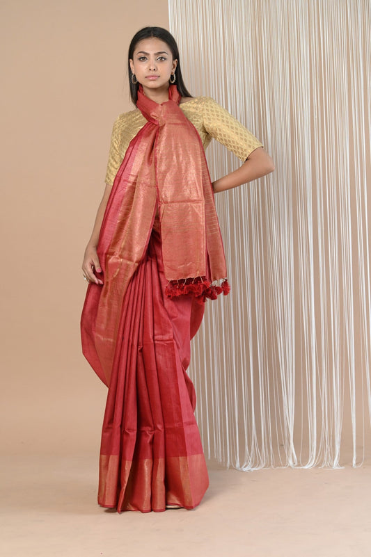 Very Much Indian Exclusive Pure Moonga Tussar Silk Grab2Buy With Beautiful Border