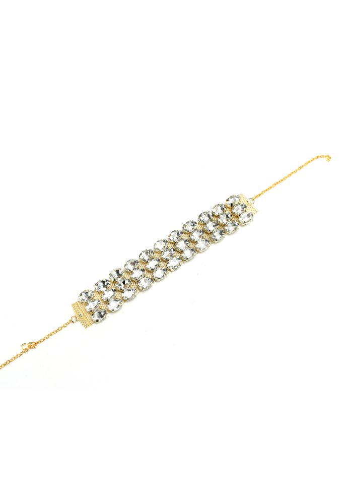 Mominos Fashion Johar Kamal Gold-Plated Finish Stone Choker For Women (White) - Grab2buy