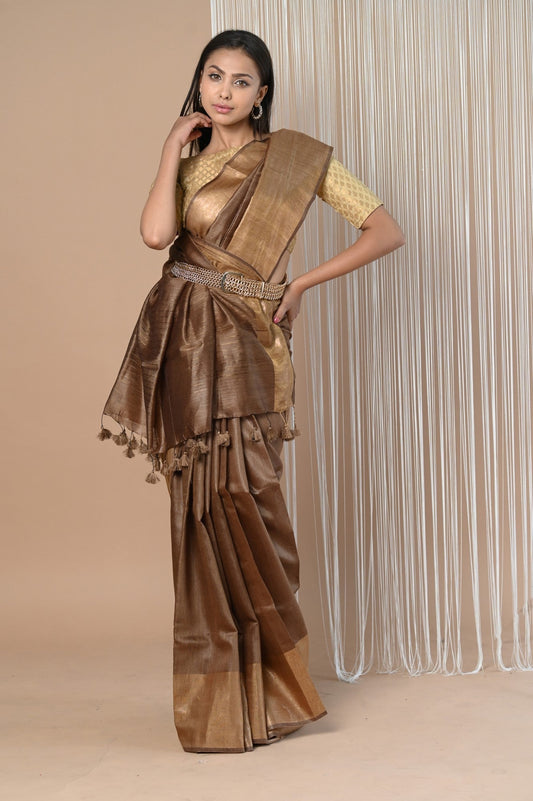 Very Much Indian Exclusive Pure Moonga Tussar Silk Grab2Buy With Beautiful Border