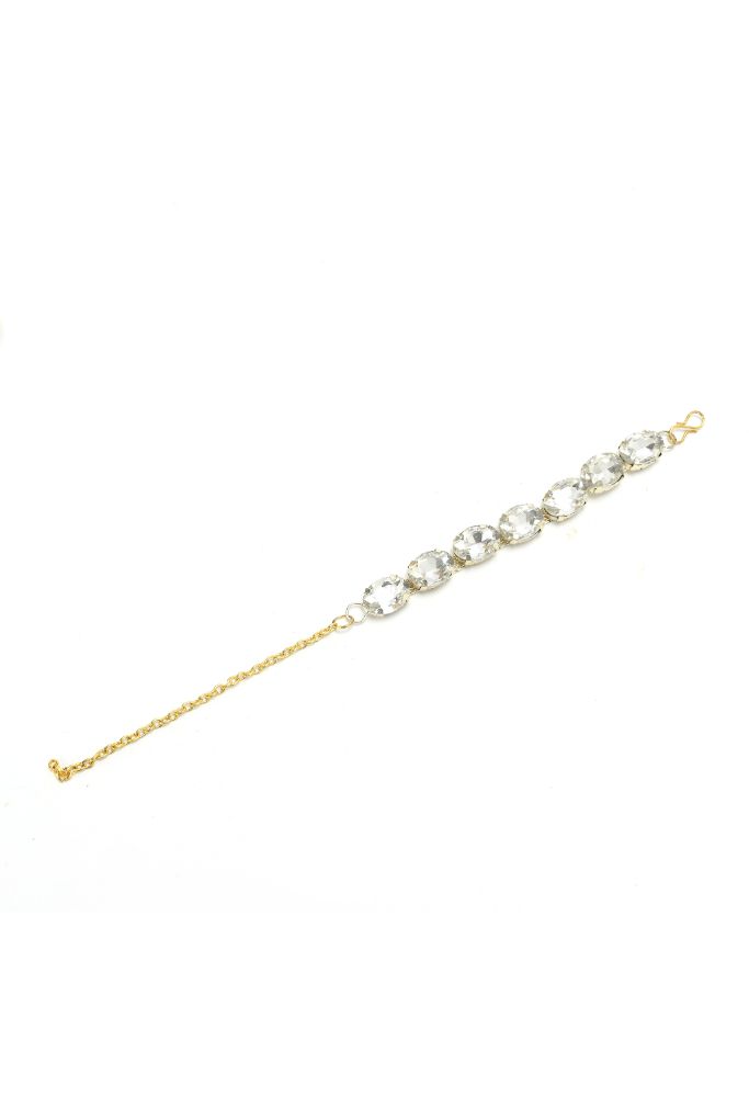 Mominos Fashion Johar Kamal Gold-Plated Finish Stone Choker For Women (White) - Grab2buy