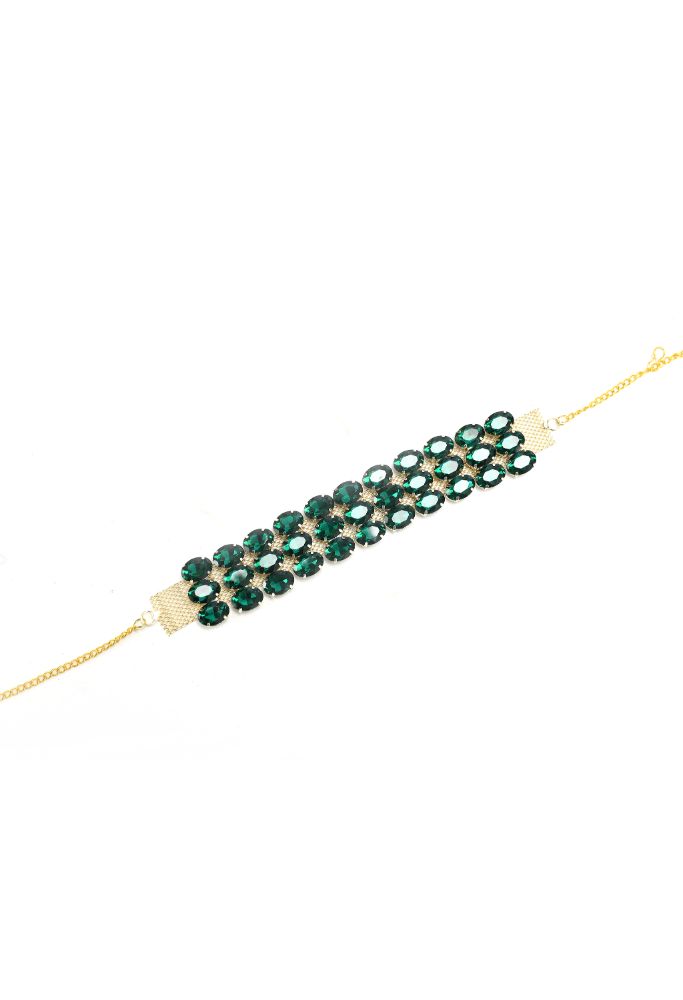Mominos Fashion Johar Kamal Gold-Plated Finish Stone Choker For Women (Green) - Grab2buy