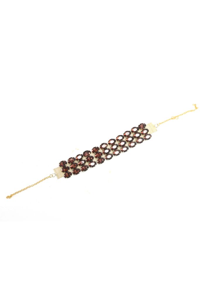 Mominos Fashion Johar Kamal Gold-Plated Finish Stone Choker For Women (Brown) - Grab2buy
