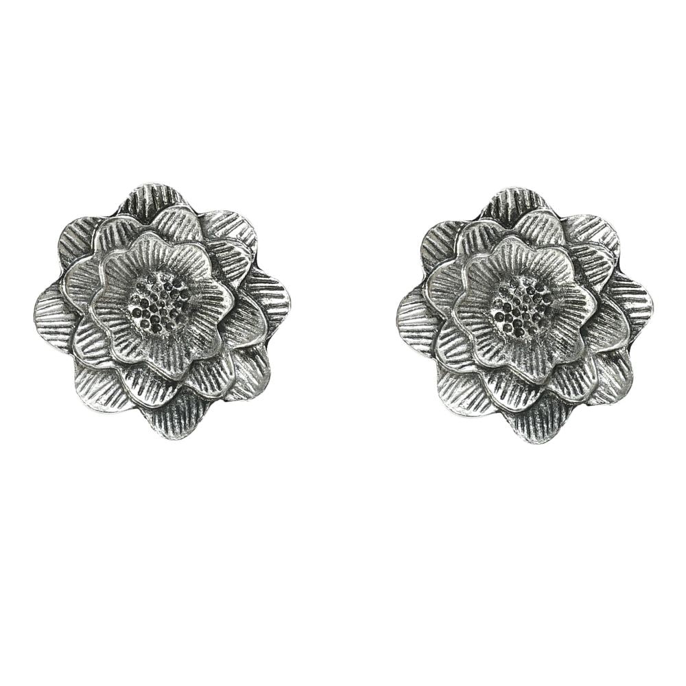 Mominos Fashion Johar Kamal Silver-Plated Brass Finish Rose Design Choker For Women (Silver) - Grab2buy