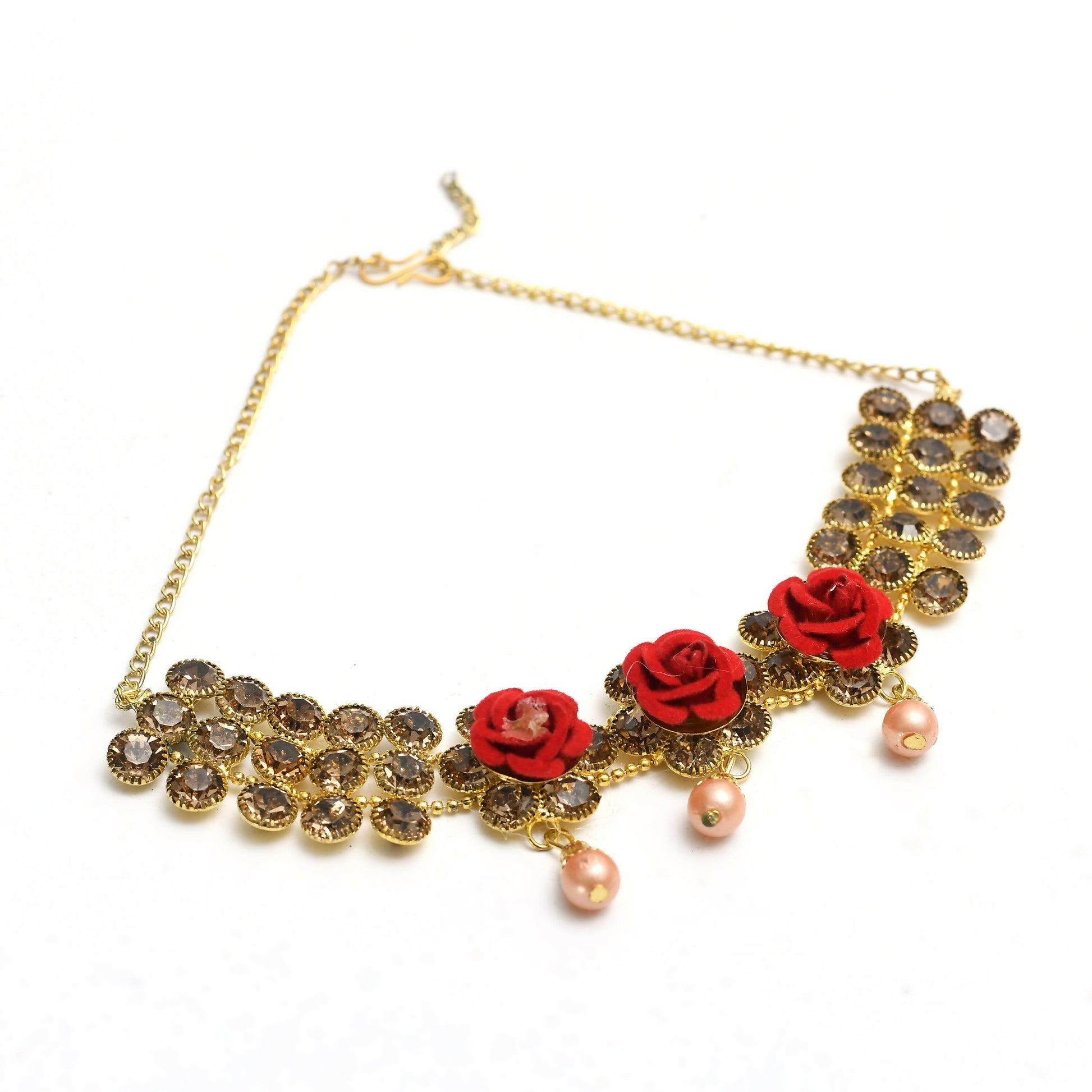 Mominos Fashion Johar Kamal Gold-Plated Brass Finish Stone/Pearls Choker For Women (Golden) - Grab2buy