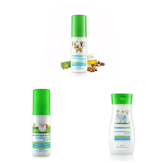 Mamaearth Soothing Massage Oil & Nourishing Hair Oil & Gentle Cleansing Shampoo for Babies Genie India
