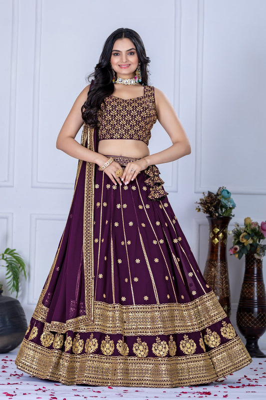 Lehenga Mart Designer Wedding Lehenga choli for Women - Wine