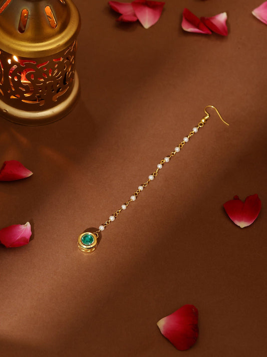 Ruby Raang Green Meenakari Kundan Maang Tikka | Swadesiicart