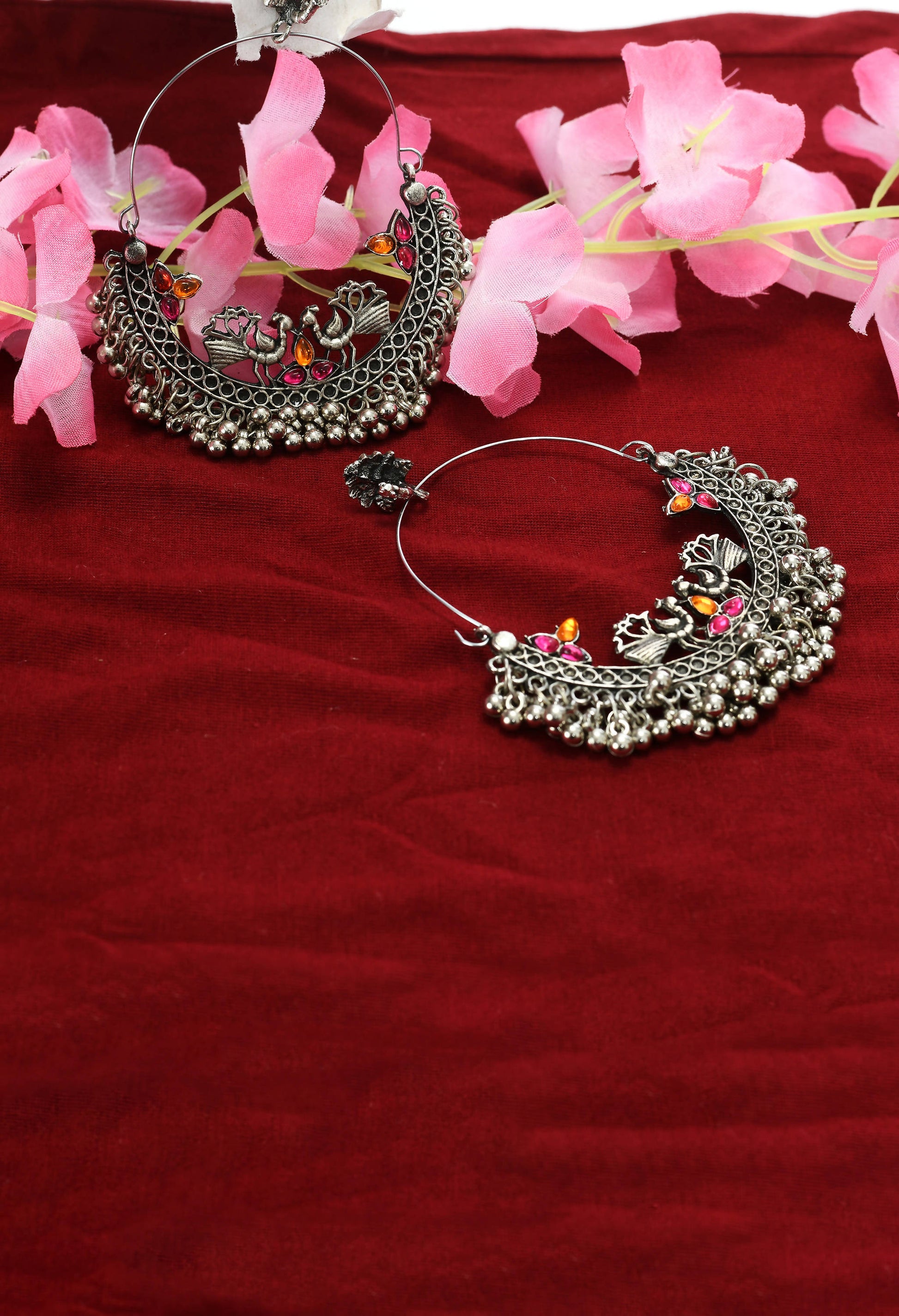 Mominos Fashion Johar Kamal Peacock Design Chandbali Earrings - Grab2buy