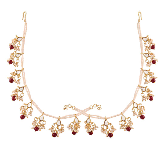 Gold-Polished Long Pearl Drop Beads Earring Chain Accessories For Women - Wahe Jewels Noz2Toz