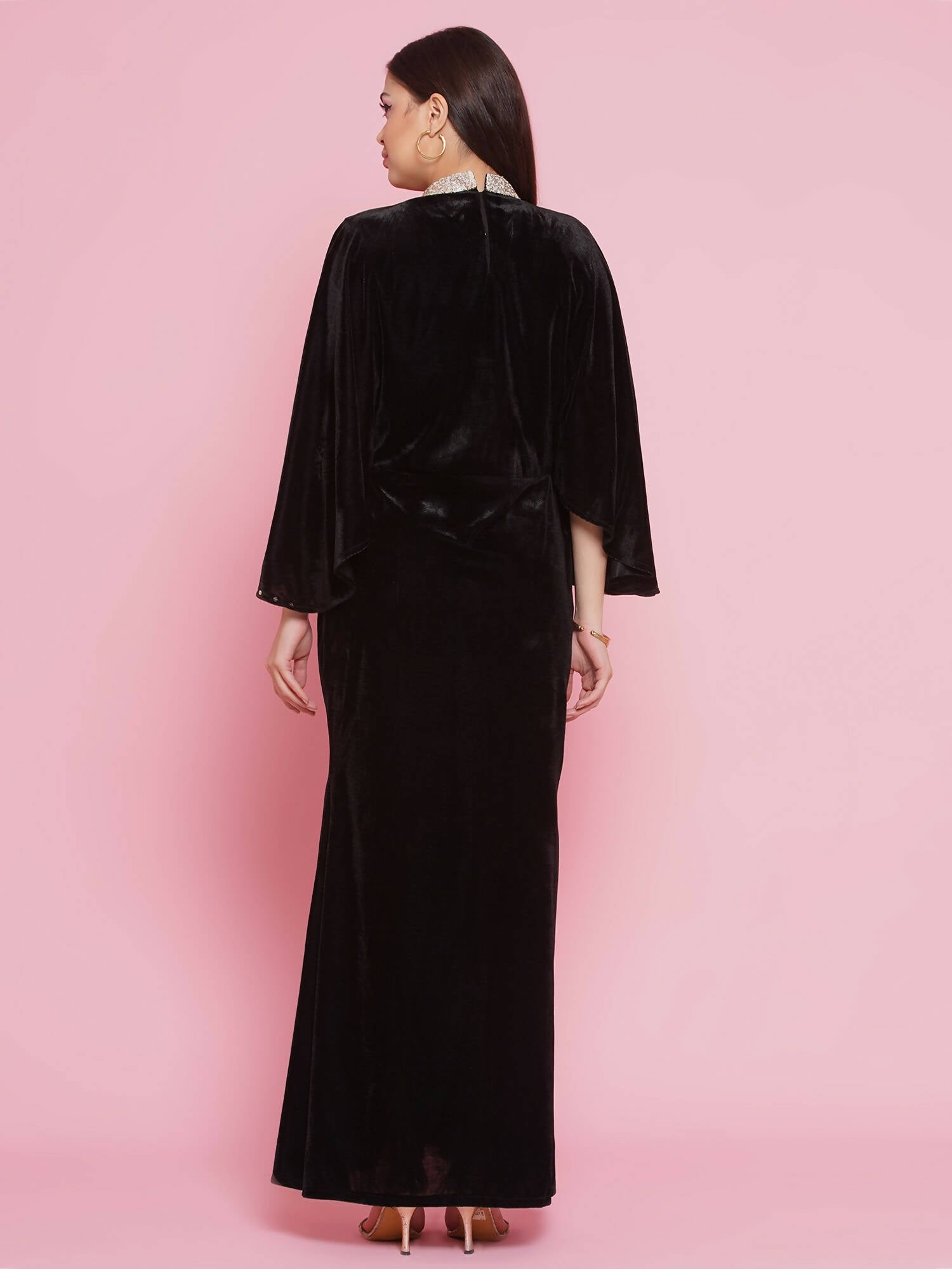 Women Republic Black Velvet Embellished Gown - Grab2buy