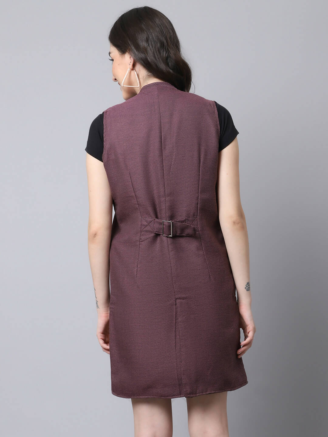 Even Apparels Navy 100% Polyester Open Front Women's Waistcoat - Grab2buy